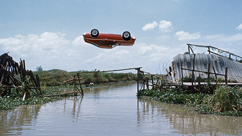 Bond twists his car mid-jump