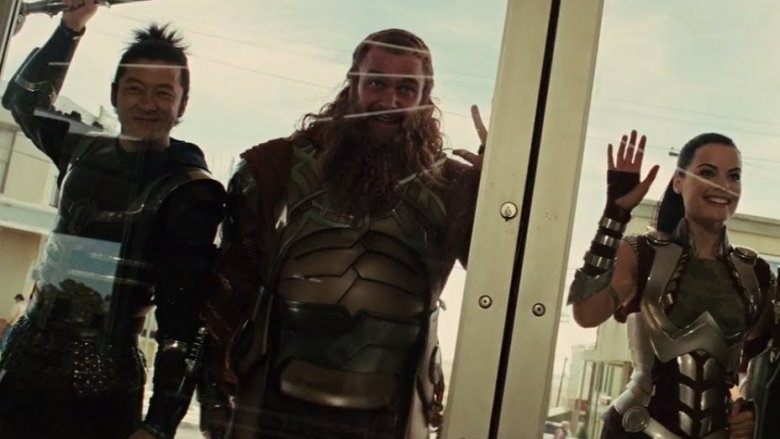 Tadanobu Asano, Ray Stevenson, and Jamie Alexander in Thor