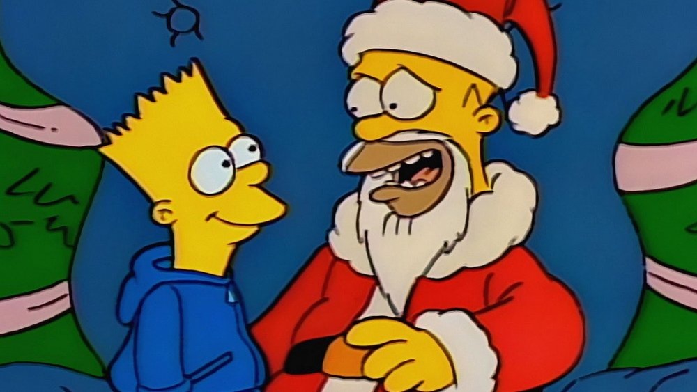 Homer Simpson dressed as Santa Claus in "Simpsons Roasting on an Open Fire," from The Simpsons