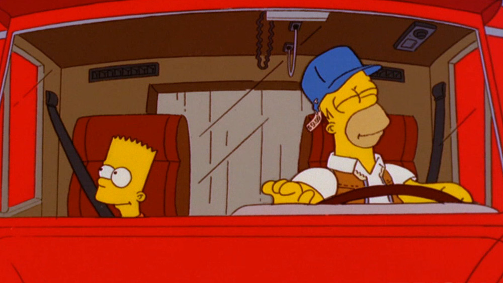 Bart and Homer drive a truck in "Maximum Homerdrive" on The Simpsons