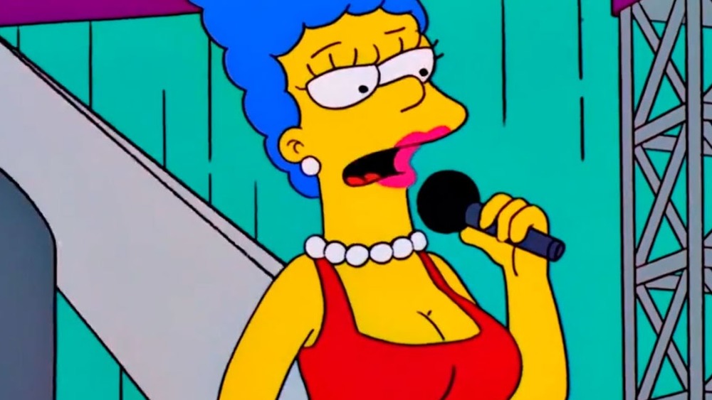 Marge performs on stage in "Large Marge" on The Simpsons