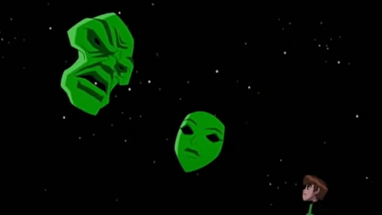 Ben Tennyson debates with the two other personalities of Alien X in Ben 10