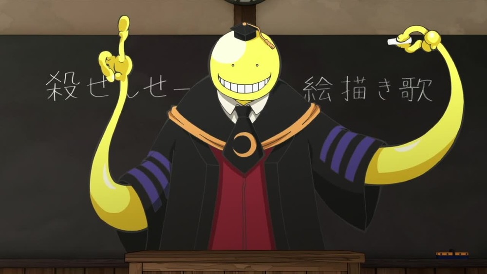 Koro-sensei holding chalk