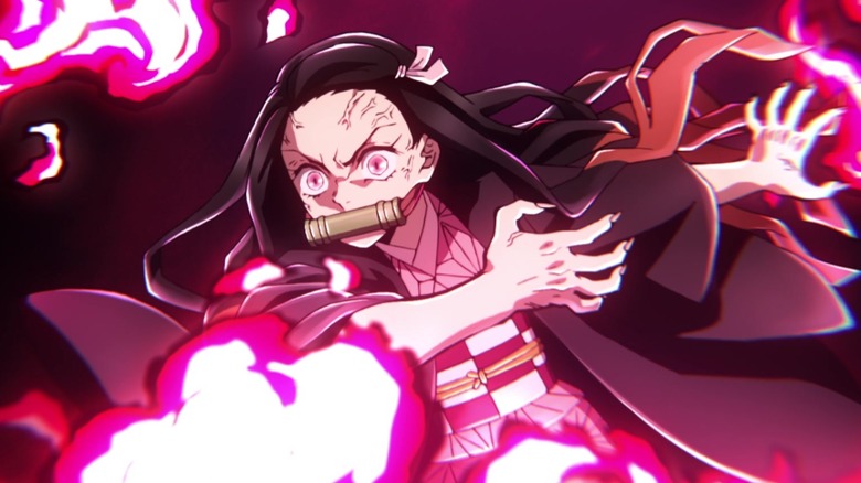 Nezuko surrounded by fire