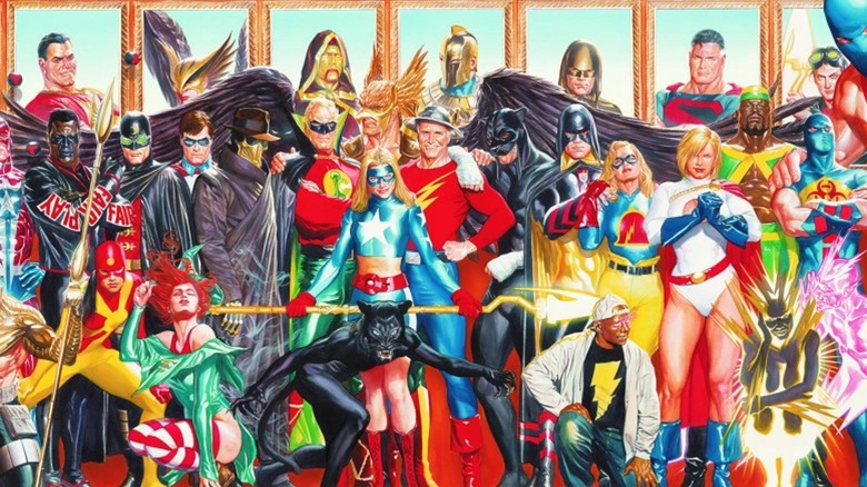 Justice Society of America team members from across the years painted by Alex Ross