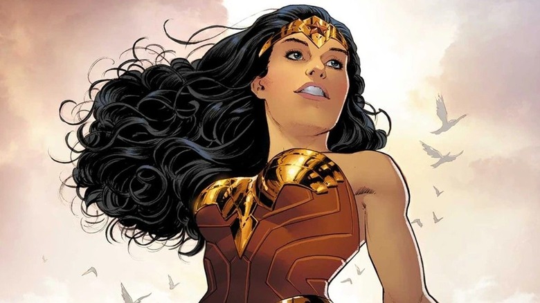 Wonder Woman standing triumphantly during DC's Rebirth event