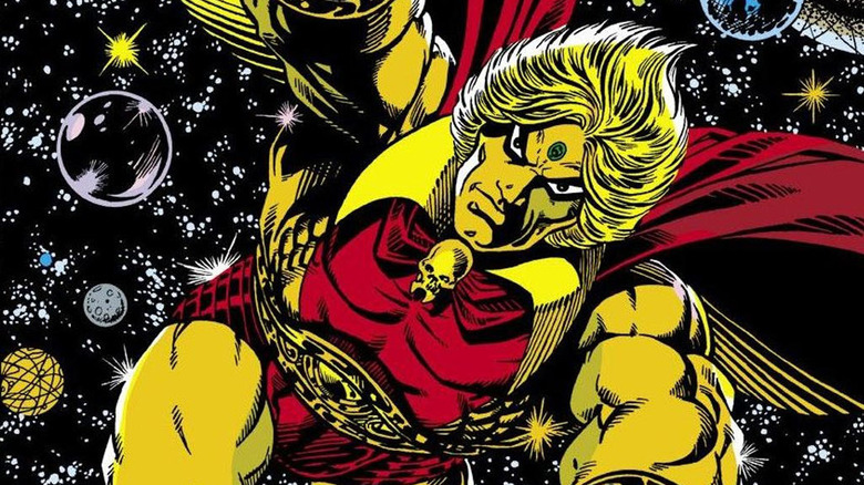 Adam Warlock flies in space