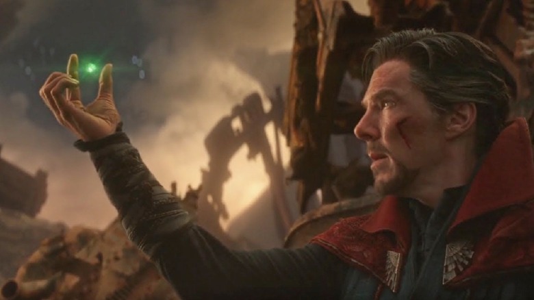 Doctor Strange holds up the Time Stone in Avengers: Infinity War