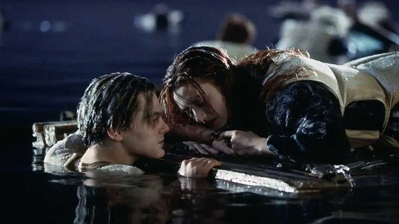 Rose and Jack floating in the ocean