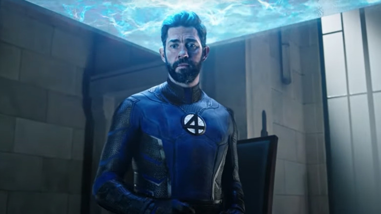 John Krasinski as Mister Fantastic looking pensive