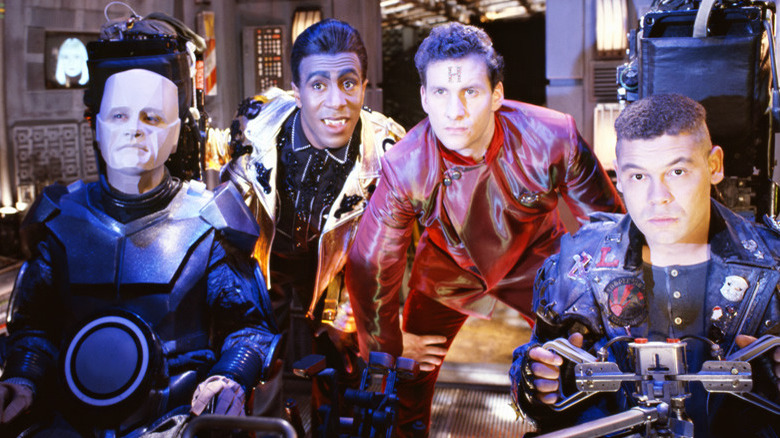 Red Dwarf crew at controls