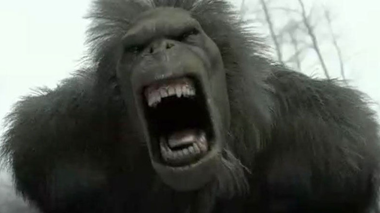 Bigfoot bares its teeth and roars