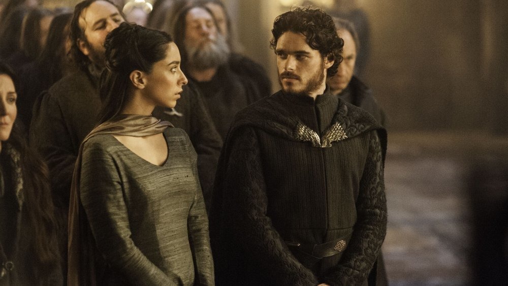 Richard Madden as Robb Stark and Oona Chaplin as Talisa Maegyr on Game of Thrones