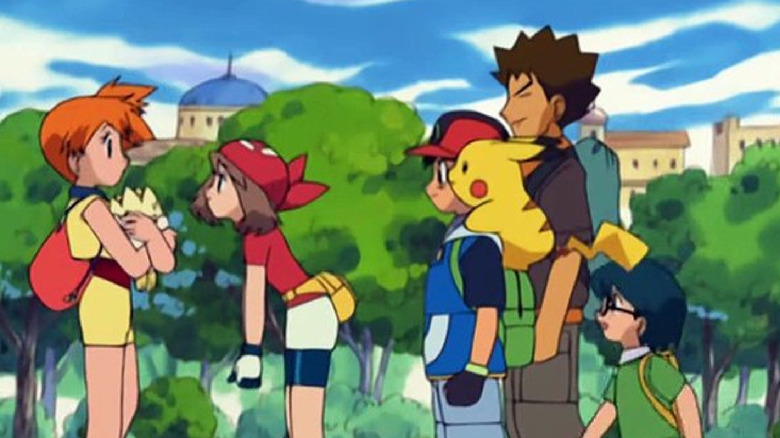 Misty, Ash, Pikachu, Brock, Max