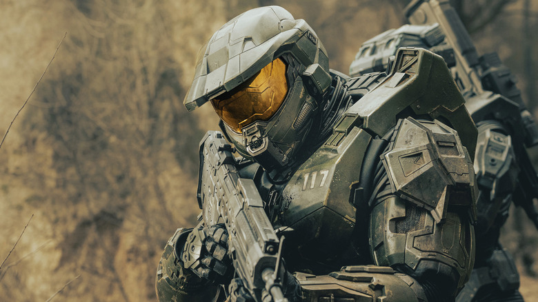 Master Chief goes on the attack in "Halo"