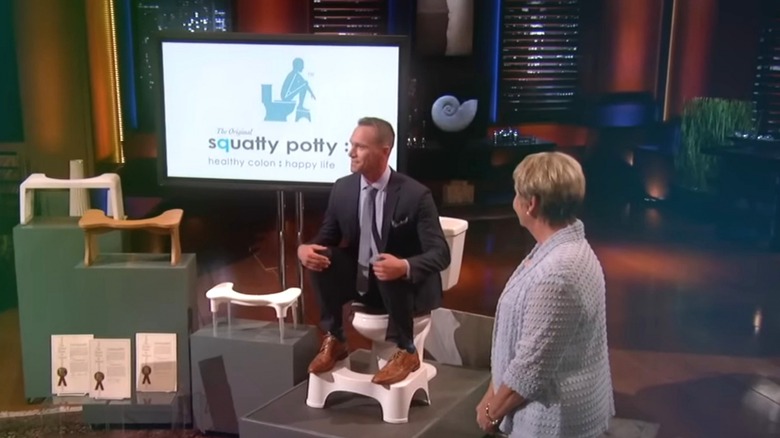 Bobby Edwards sitting on Squatty Potty