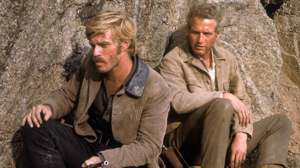 Robert Redford and Paul Newman as Harry Longabaugh and Butch Cassidy