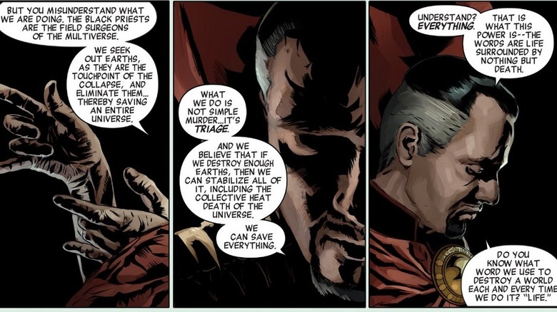 Doctor Strange talking to Illuminati