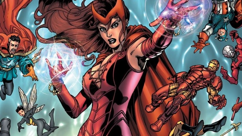 Scarlet Witch fighting the Avengers