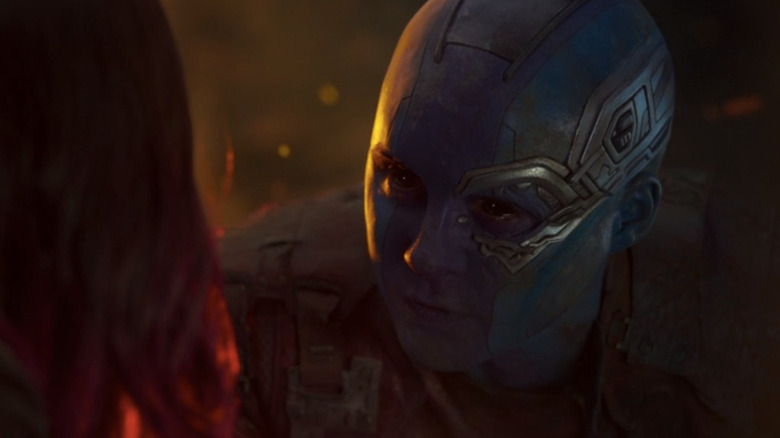 Nebula talking angrily to Gamora