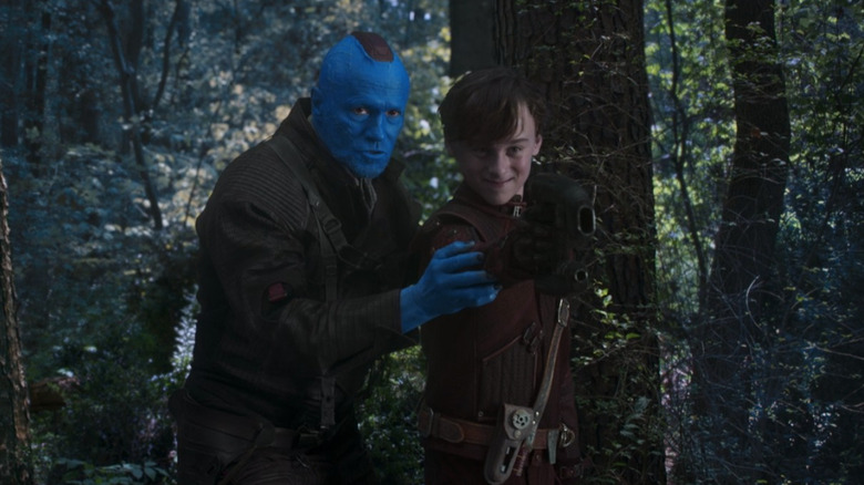 Yondu teaching Peter Quill how to shoot