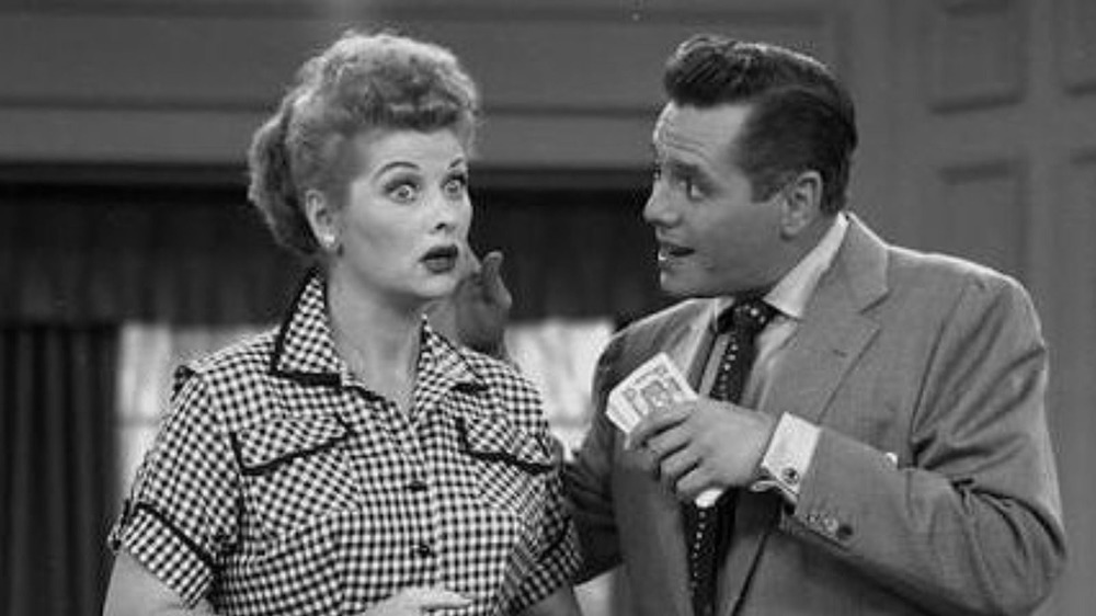 Lucille Ball as Lucy Ricardo and Desi Arnaz as Ricky Ricardo on I Love Lucy