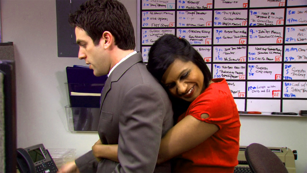 B. J. Novak as Ryan Howard and Mindy Kaling as Kelly Kapoor on The Office