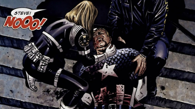 Cap is shot, and his fellow heroes mourn him