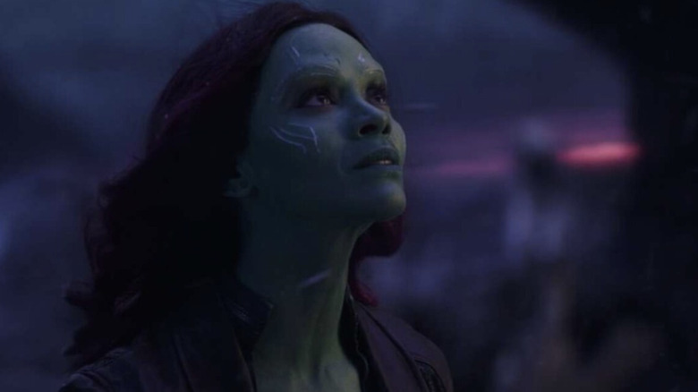 Gamora looks up at something on Vormir