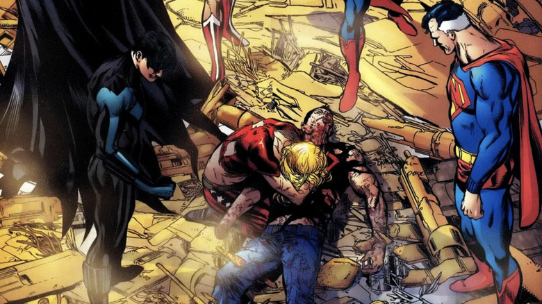 Superboy dies around his fellow heroes