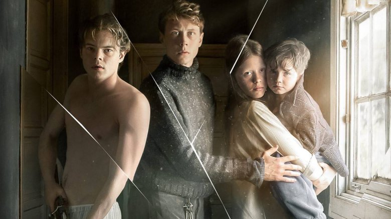 George MacKay, Charlie Heaton, Mia Goth, and Matthew Stagg in Marrowbone