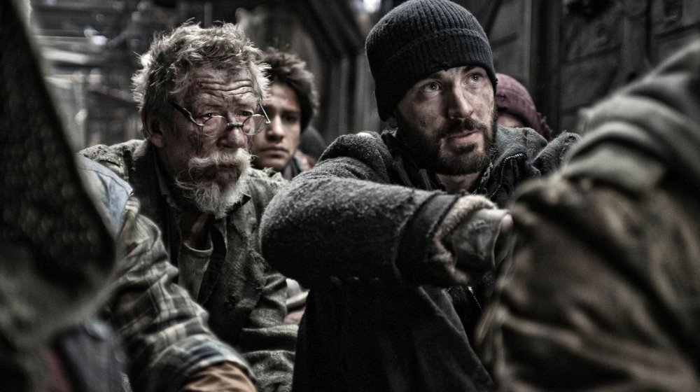 Chris Evans and John Hurt as Curtis Everett and Gilliam in Snowpiercer