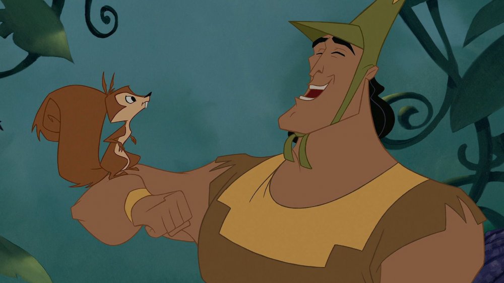 Kronk talks to a squirrel in The Emperor's New Groove