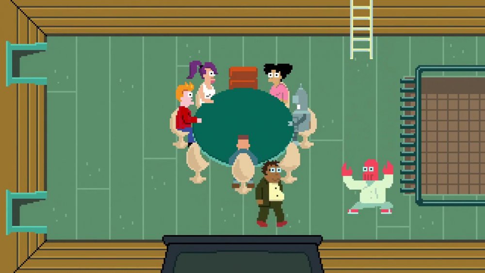 The Planet Express crew is rendered in 8-bit on Futurama