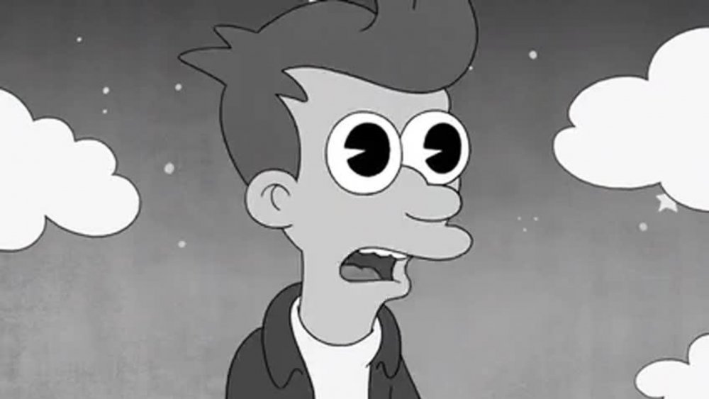 Futurama's Fry in black and white