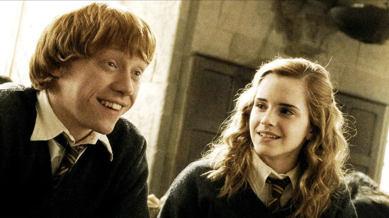 Ron and Hermione sitting down together