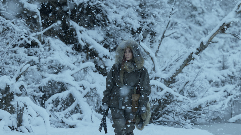 The Mother standing in the snow