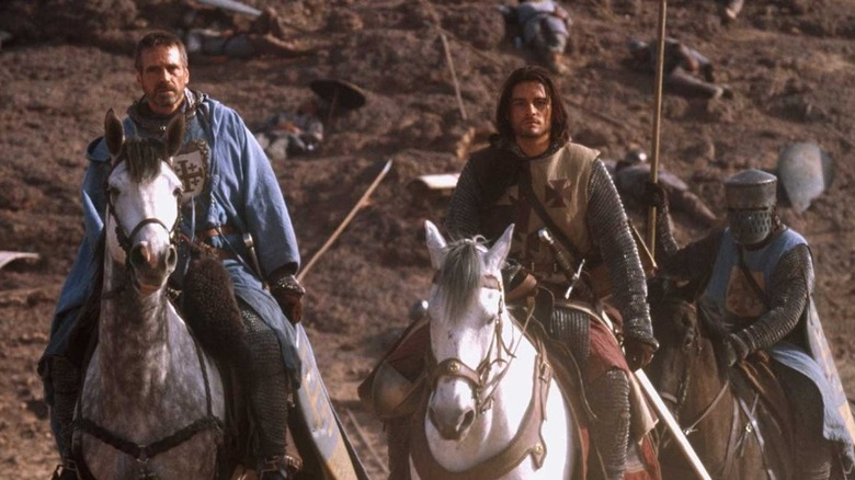 Orlando Bloom and Jeremy Irons riding horses