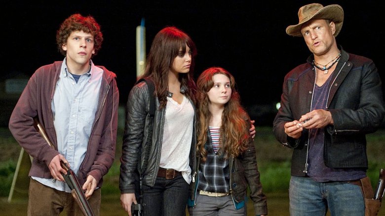 Jesse Eisenberg, Emma Stone, Abigail Breslin, Woody Harrelson in Zombieland