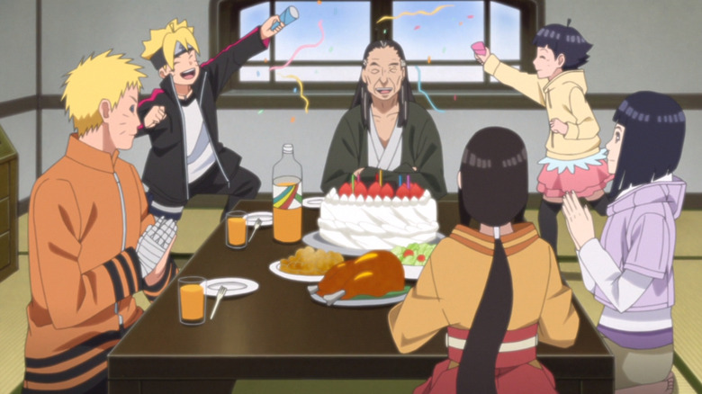 Naruto and family celebrate Hiashi