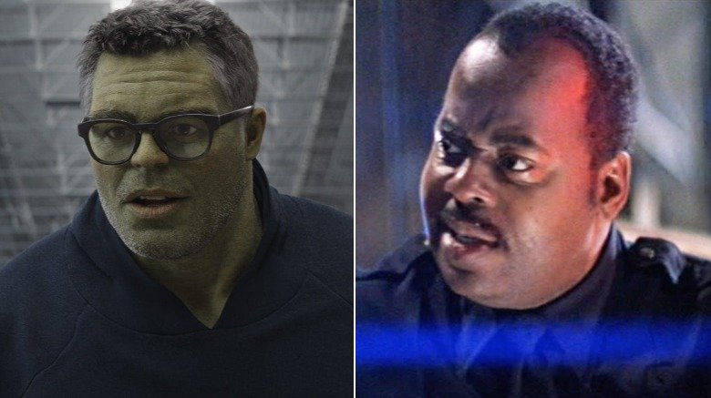 Split image of Hulk in Avengers: Endgame and Reginald VelJohnson in Die Hard