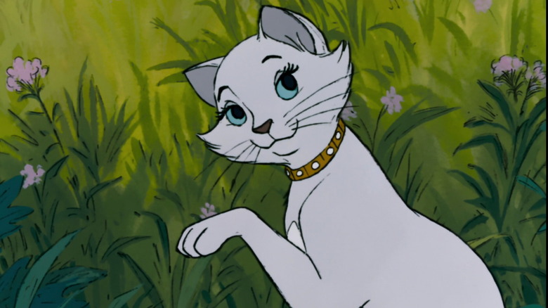 Duchess in Aristocats with paw raised