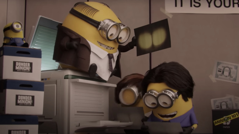 Minions using copy machine