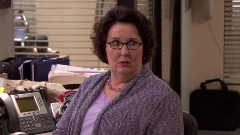 Phyllis at her desk.