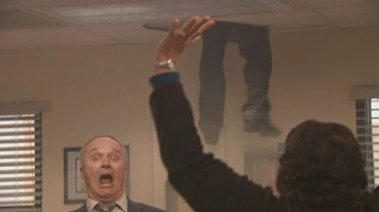 Creed freaks out in a fire drill