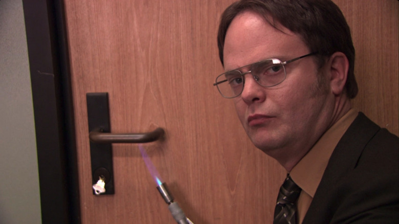 Dwight runs a fire drill