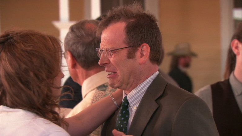 Toby crying next to Pam