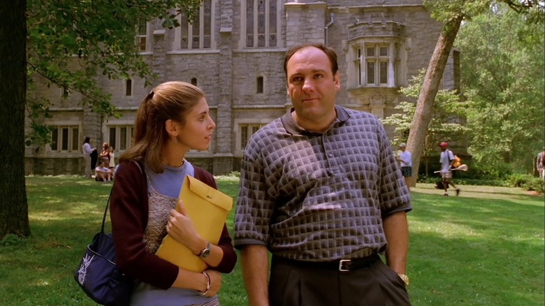 Tony and Meadow at a college campus