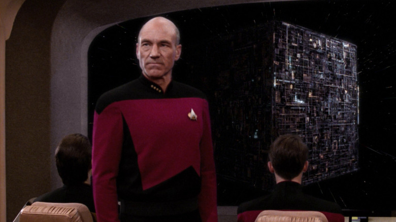 Captain Picard and a Borg cube