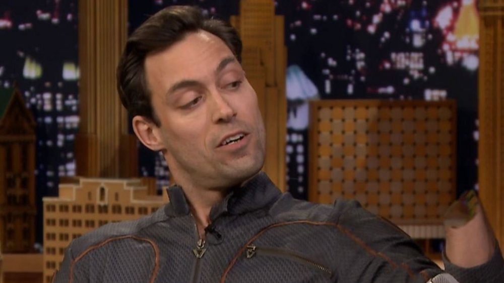 Translucent (Alex Hassell) appears on a talk show on The Boys